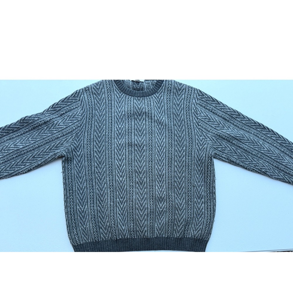 Turnbury Mens Grey Sweater Chevron Cotton Cashmere Size L Australia Quiet Luxury - Picture 5 of 13